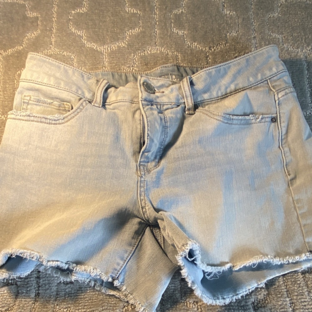 Time And Tru Womens Cut-Off Denim Shorts Light Blue Light Wash Stretch Summer